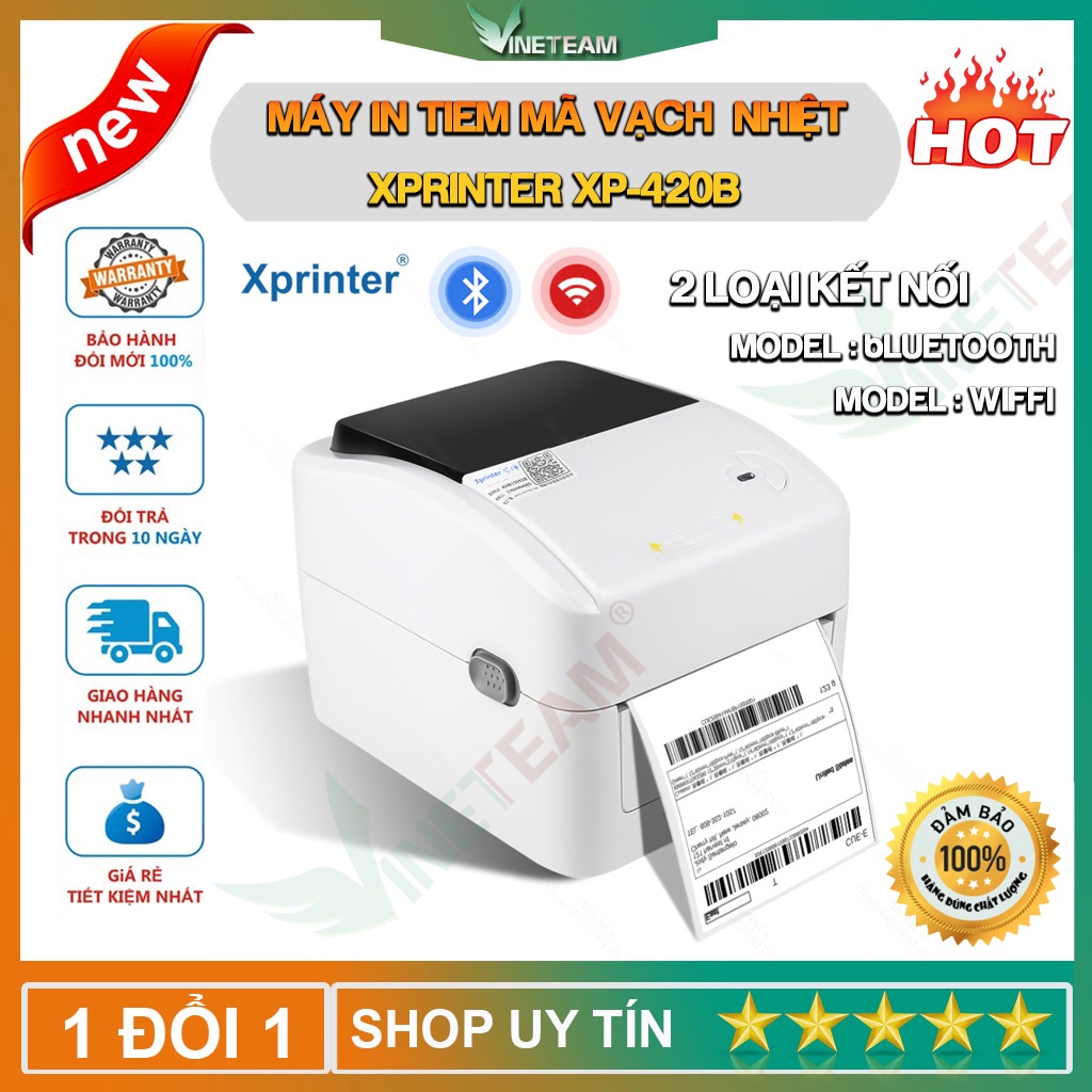 Máy in đơn hàng TMĐT khổ 110mm, in tem mã vạch nhiệt Xprinter XP420B