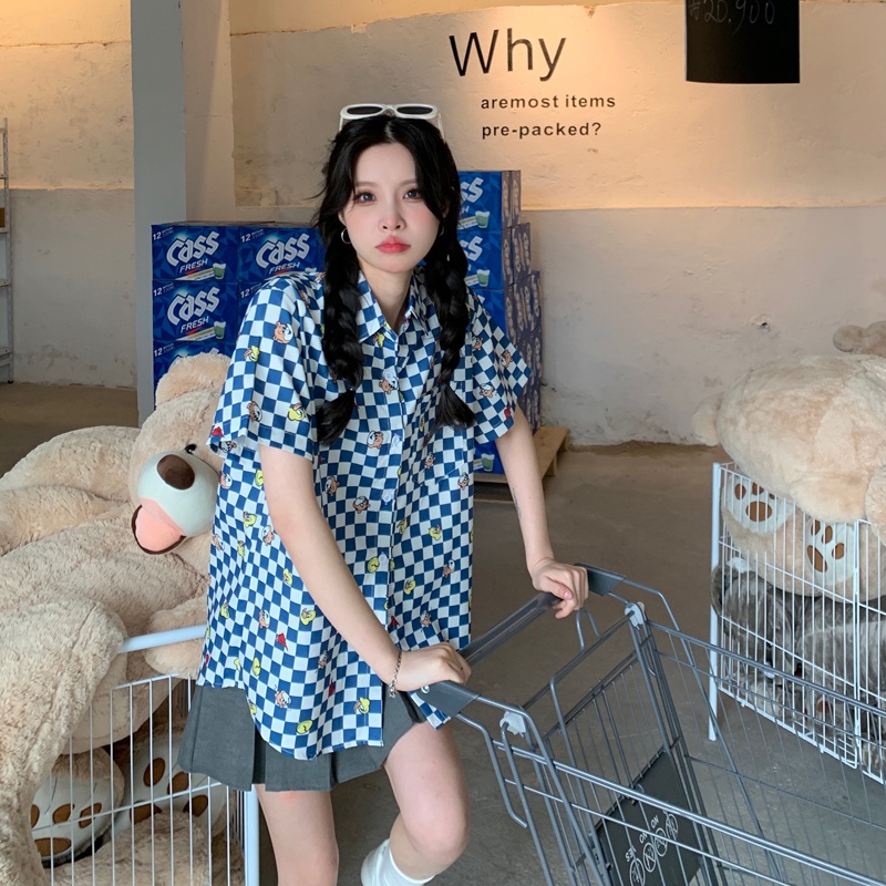 Áo sơ mi tay dài kẻ sọc caro phong cách thời trang mùa thu cho nữ