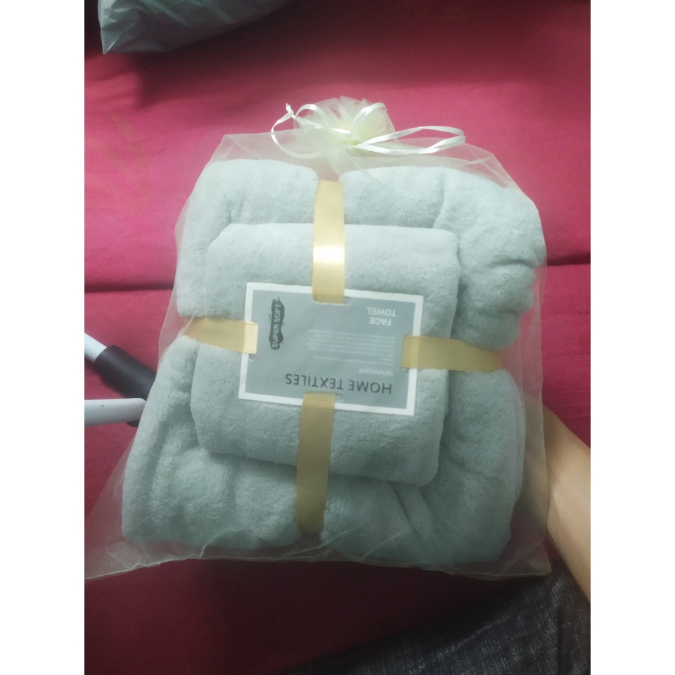 Set Khăn Tắm Lông Cừu Xuất Hàn Cỡ Lớn Siêu Mềm Mịn Thấm Hút Nước