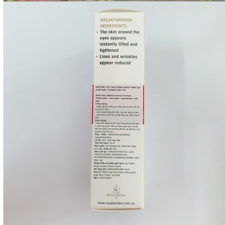 Kem Mắt Căng Da Tinh Chất Cây Máu Rồng Balance Dragon's Blood Instant Eye Lift Balm 15ml