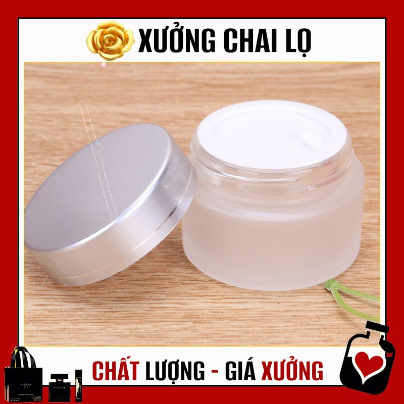 Hủ Đựng Kem ❤ TOP GIÁ RẺ ❤ Hũ chiết kem thủy tinh mờ nắp bạc 5g/10g/15g/20g/30g/50g đựng mỹ phẩm , phụ kiện du lịch
