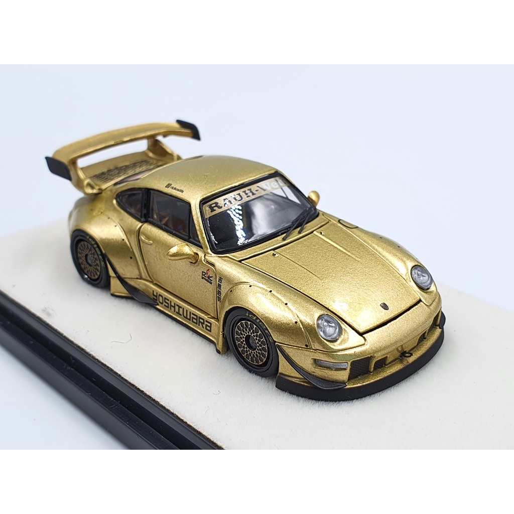 Xe Mô Hình Porsche 993 RWB Limited Full Open Đế Chữ Nhật Tỉ lệ 1:64 Hãng sản xuất PGM ( Vàng )