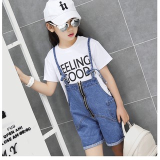 2,5 combo năm set bé gái áo phông quần yếm cộc
