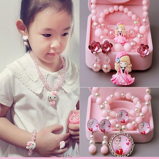 Bộ dây chuyền + bông tai + nhẫn hình công chúa elsa xinh xắn cho bé