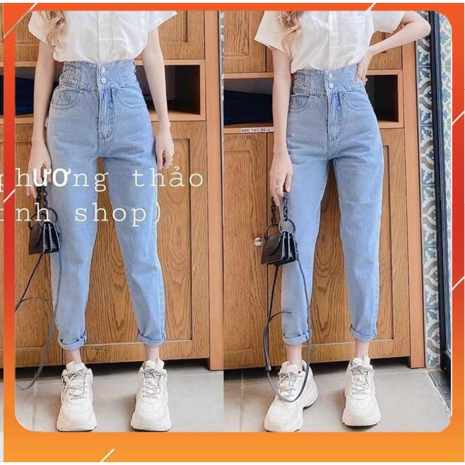 QUẦN JEAN BAGGY NỮ CẠP CAO LƯNG QUẦN PHỐI NÚT SIÊU XINH [CLIP THẬT] [FREESHIP] hàng loại 1, VẢI DÀY | BigBuy360 - bigbuy360.vn