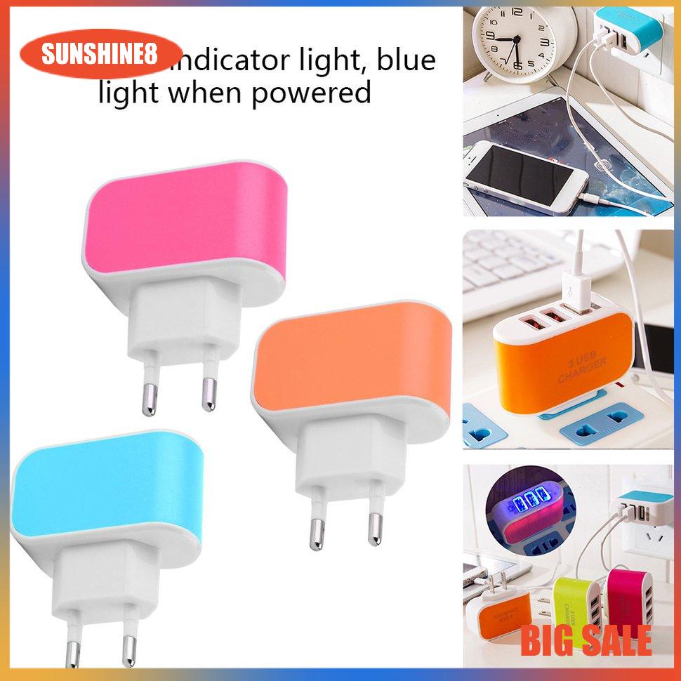 【SUN】Triple USB Port Wall Home Travel AC Power Charger Adapter 3.1A EU Plug