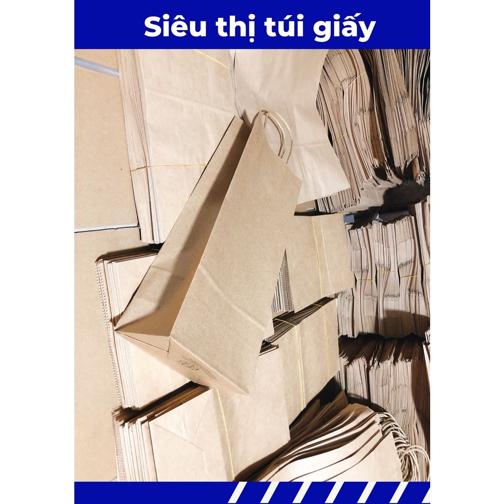 COMBO 100 CHIẾC TÚI GIẤY KRAFT S15: 13.5x8x33cm CÓ QUAI ( ẢNH THẬT)