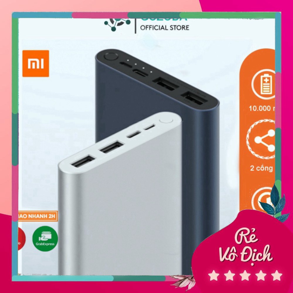 Sạc dự phòng Xiaomi Gen 3 chính hãng 10.000 mAh (2 cổng usb,sạc nhanh 18w)