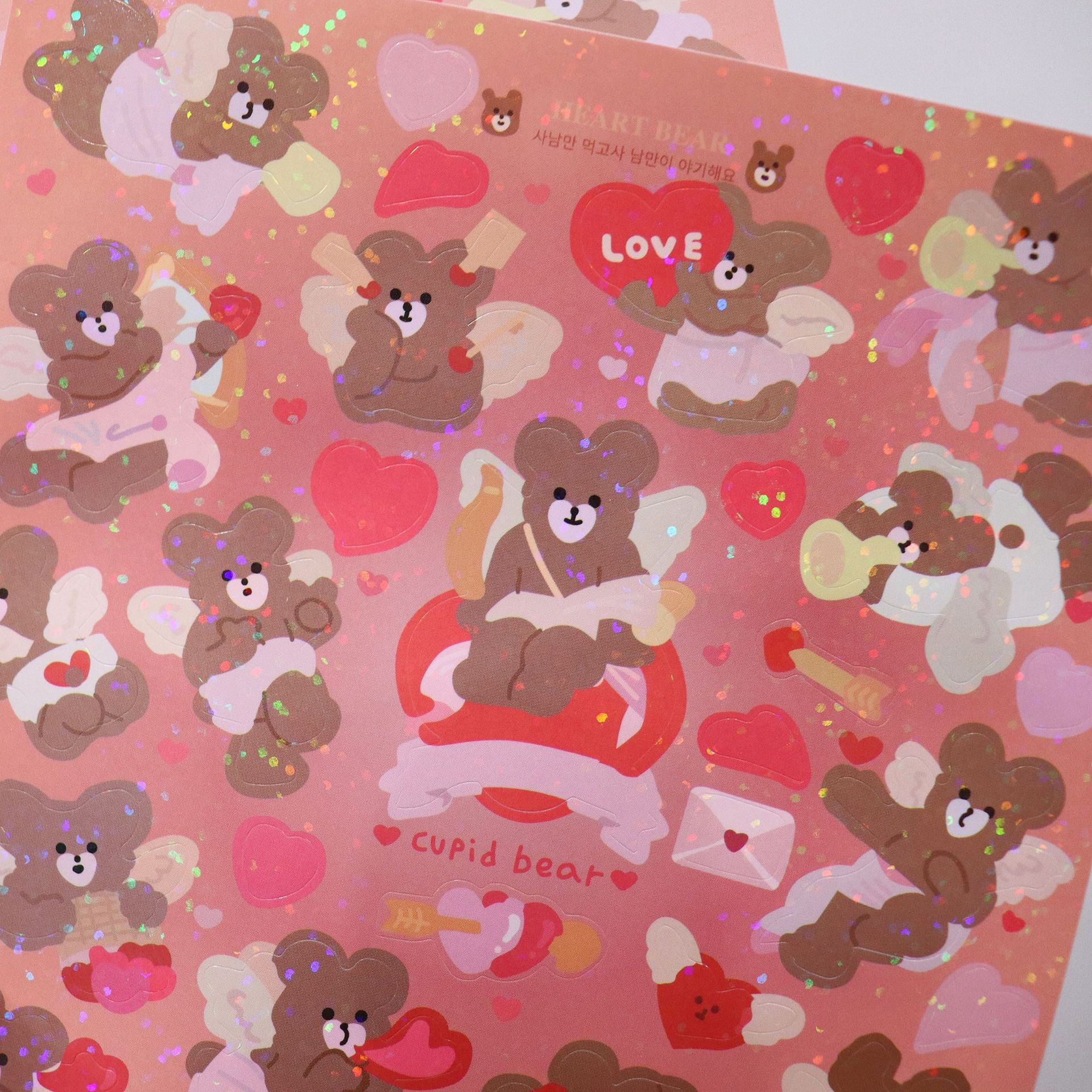 Korean glittering cute vintage bear sticker