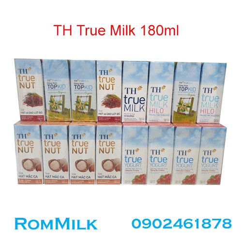 1/2 Thùng TH True Milk 180ml Có đường, ít đường, nguyên chất 180ml (24 hộp)