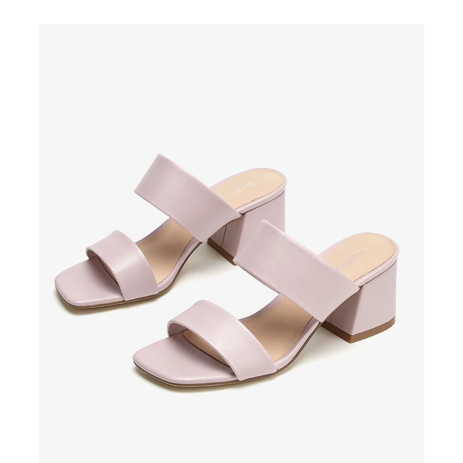 PAMELA - (ẢNH THẬT) Guốc Thời Trang Nữ Cao Gót 5 phân Mũi Vuông 2 Quai Ngang Kiểu Dáng Thanh Lịch 2021 - G29