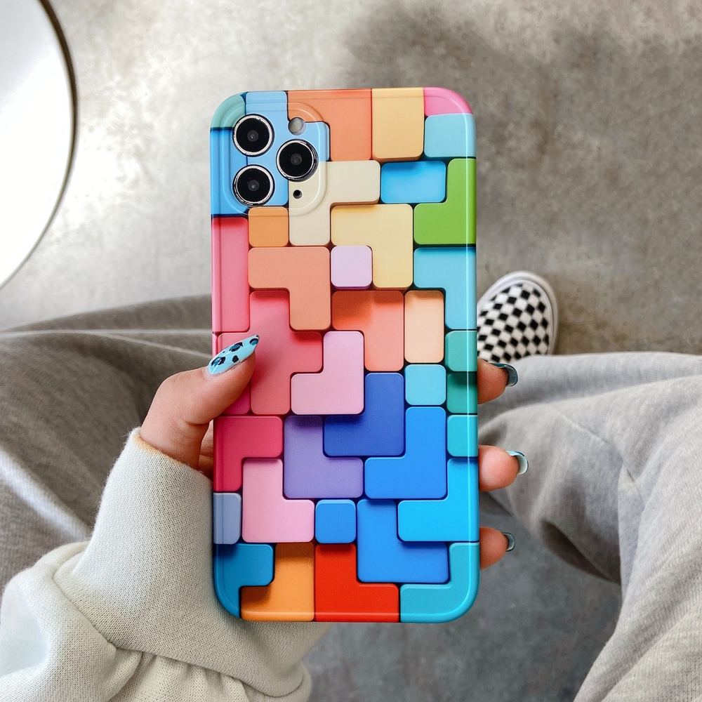 Ốp điện thoại IMD mềm chống sốc họa tiết trò chơi Geometric Tetris cho IPhone 12 11 Pro Max X Xs Max XR 7 8 | BigBuy360 - bigbuy360.vn
