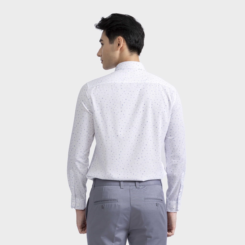 Áo sơ mi nam dài tay ARISTINO màu trắng in họa tiết tinh tế, thanh lịch -  ALS02702