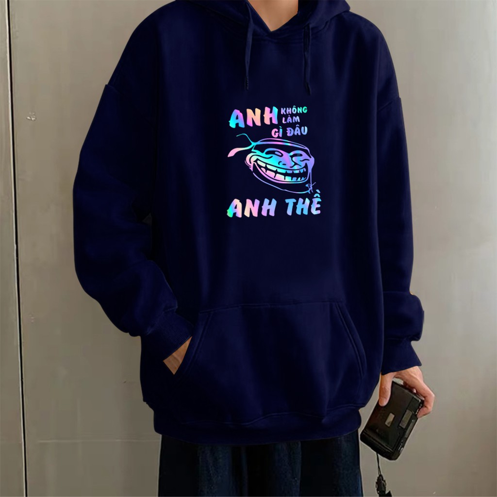 Áo Khoát Nỉ In Phản Quang, Áo Hoodie Không Dây Kéo Có Mũ PQ02KN