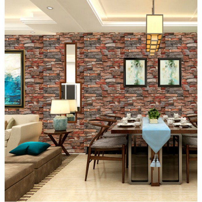 Decal giấy dán tường Gạch viên phong cách khổ rộng 0.45m