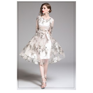 Đầm Hoa Tay Lửng Thanh Lịch Cho Nữ