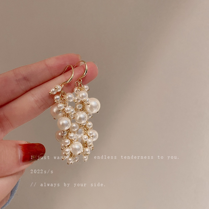 Khuyên Tai Chuỗi Đính Hạt Ngọc Trai Sang Trọng Cho Nữ