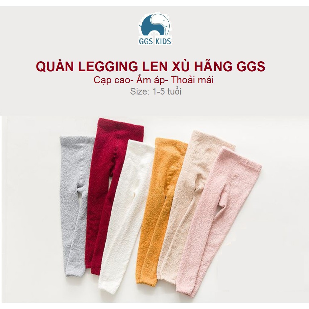 Quần tất legging cạp cao len xù siêu ấm size 1, 2, 3, 4 tuổi hàng đẹp dày dặn cho bé gái hãng GGS