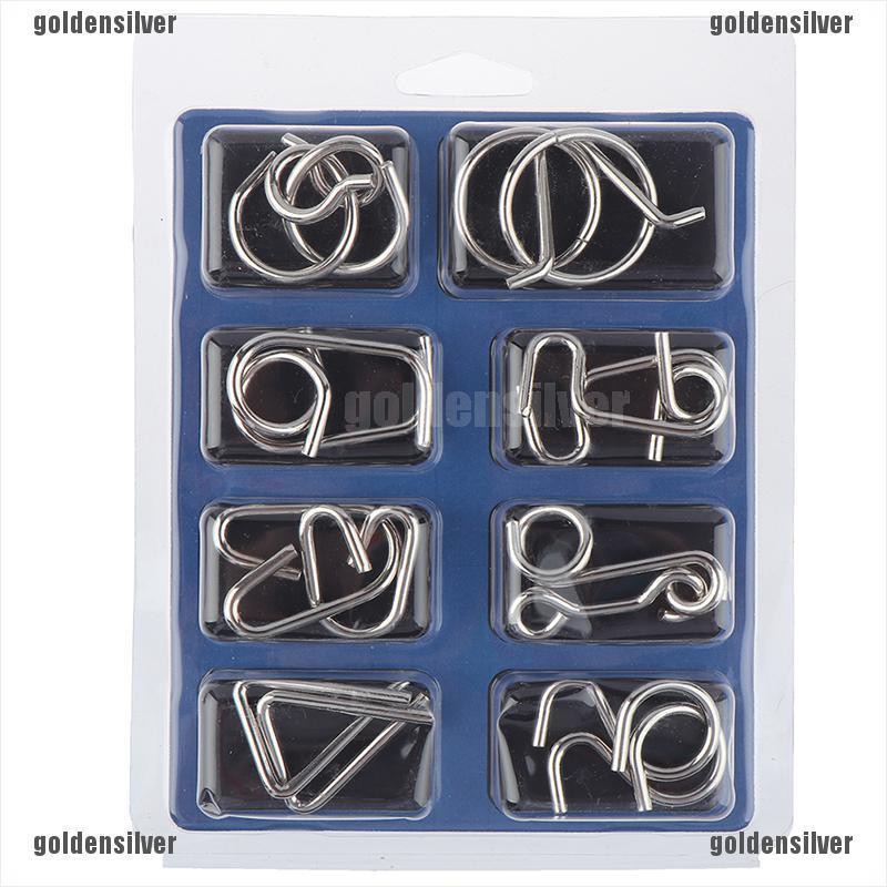 Bộ 8 đồ chơi giải đố bằng kim loại rèn luyện trí não