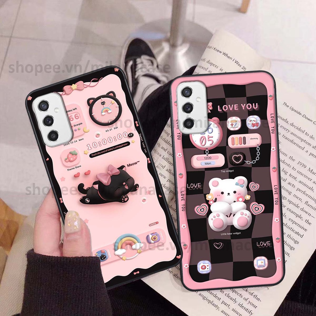 Ốp Samsung M52 5G hình đồng hồ icon gấu mèo cute cực dễ thương ngộ nghĩnh