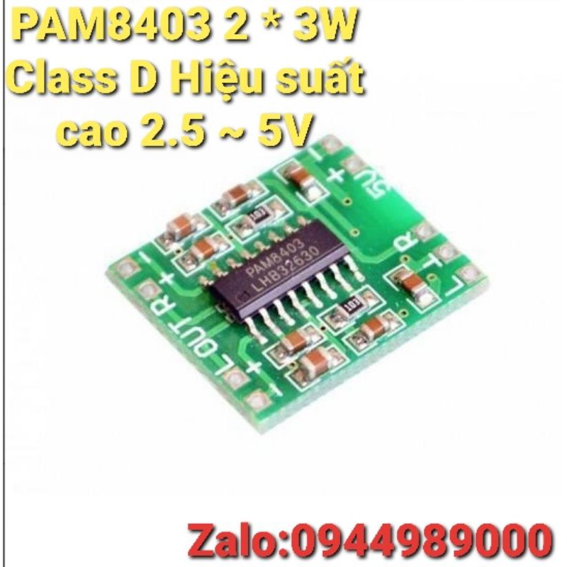 Mạch khuếch đại âm thanh siêu nhỏ – Class D IC PAM8403 2*3W – 5V