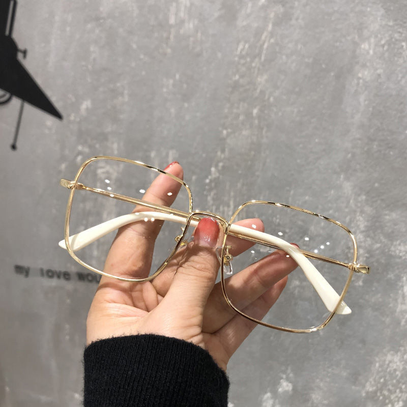 (Hàng Mới Về) Kính Cận Gọng Kim Loại Vuông 0.5 ~ - 4.0 Siêu Mỏng Chống Ánh Sáng Xanh 50-400 1.56hd