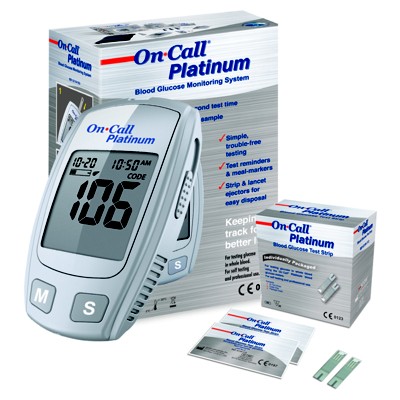 Máy đo đường huyết On-Call Platinum tặng 25 que thử và 10 kim trích máu