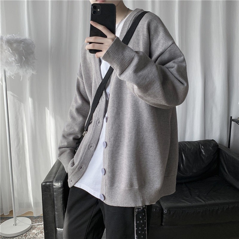 Áo khoác len cardigan màu sắc đơn giản thời trang cho nam