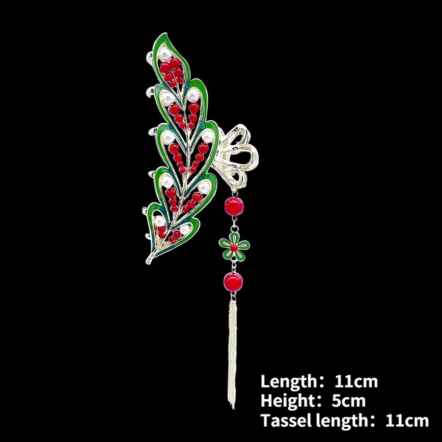 Giá Đỡ Kẹp Tóc Đuôi Ngựa Loại Lớn Đính Đá Pha Lê Tua Rua Cổ Điển Cho Nữ