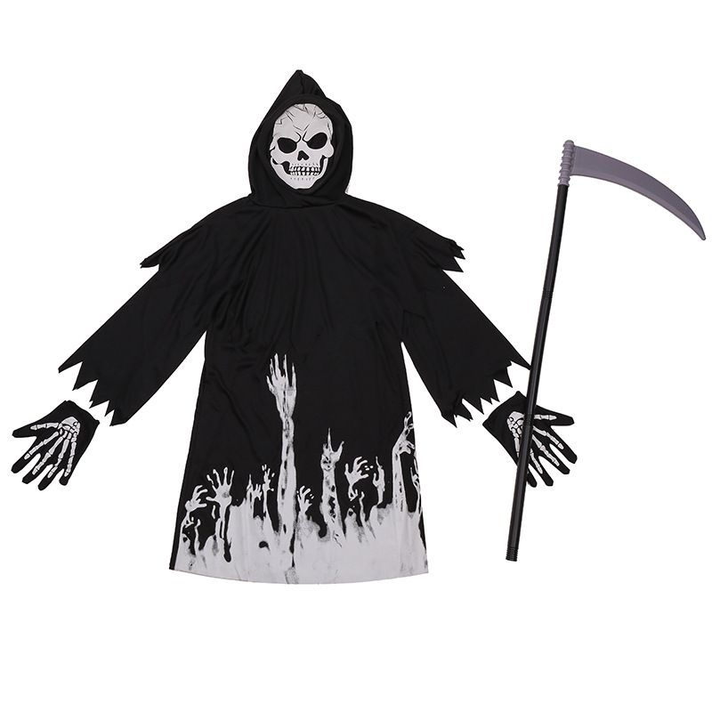 Halloween Grim Reaper Death Kids Cosplay Costume Luminous Sickle Carnival Prop boy kid gift