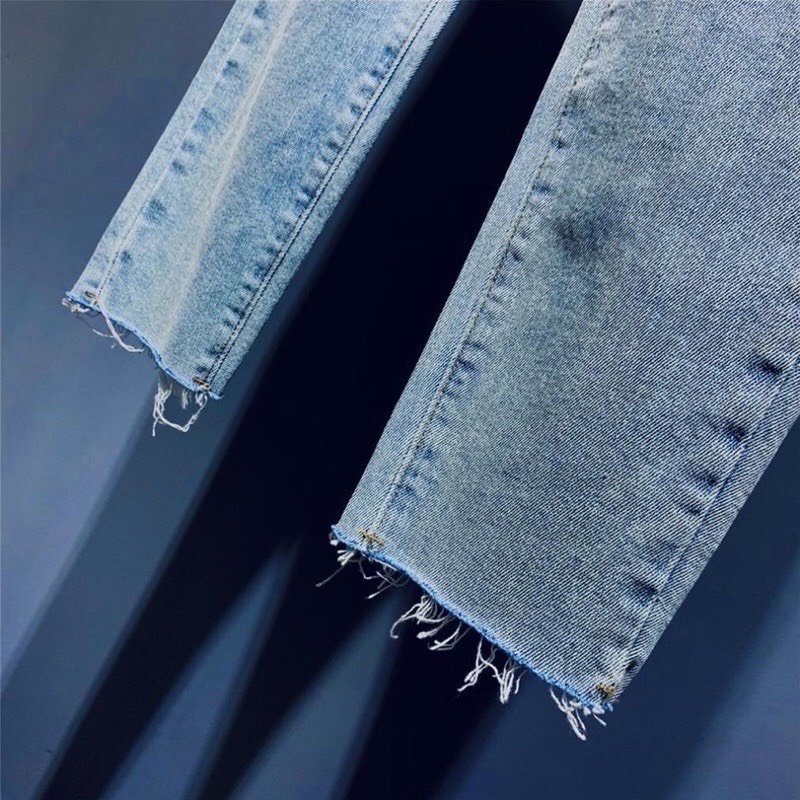 KÈM ẢNH THẬT Quần Jean Skinny Nam Màu Xanh Cắt Gấu Cao Cấp From Dáng Ôm Nhẹ Trẻ Trung Năng Động mã 897