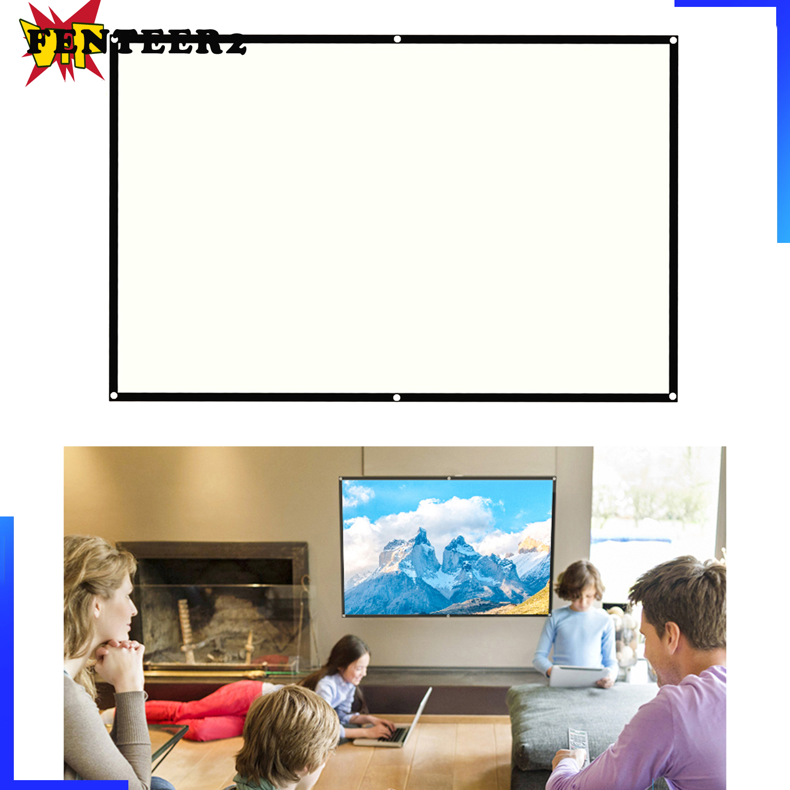 (Fenteer2 3c) Màn Hình Máy Chiếu 16: 9 Hd 60 Inch