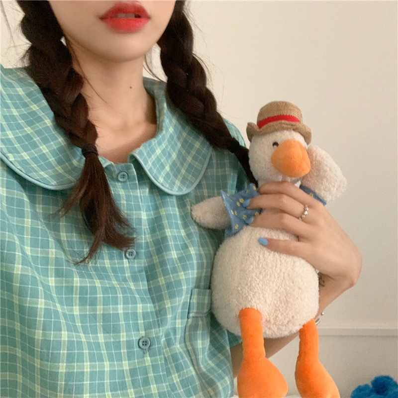 Bộ đồ ngủ ngắn tay họa tiết hoạt hình dễ thương thời trang mùa hè Hàn Quốc dành cho nữ