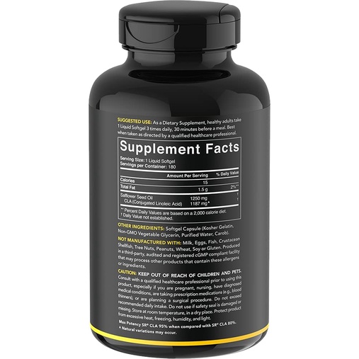 CLA 1250 Max Potency 1250mg Sports Research 180 viên mẫu mới nhất date 09.2025