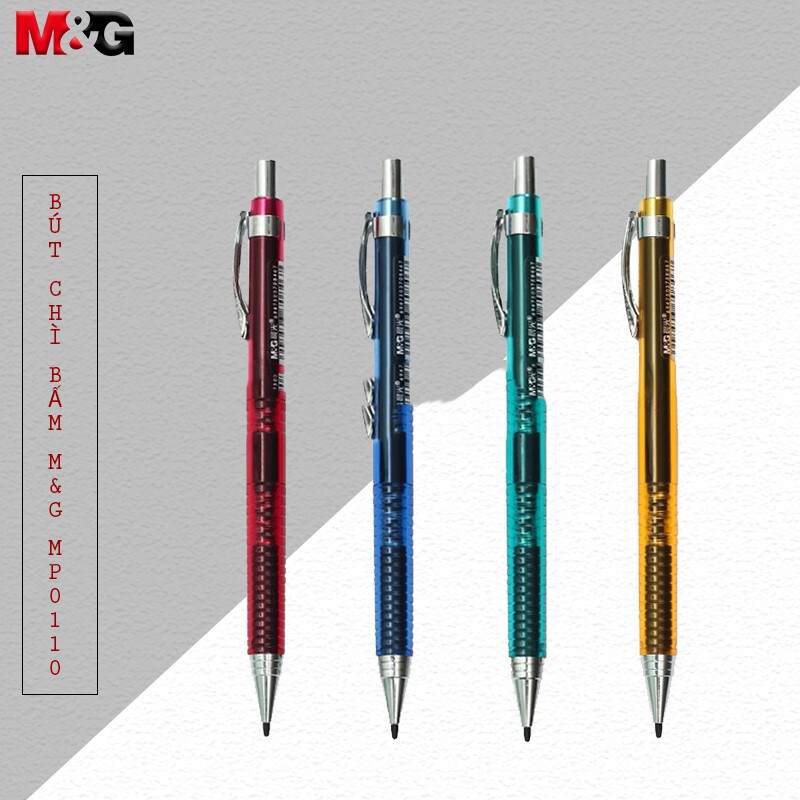 Bút chì kim bấm M&amp;G MP0110A ngòi 0.5 mm, màu đỏ, xanh dương, xanh ngọc, vàng-1 cây