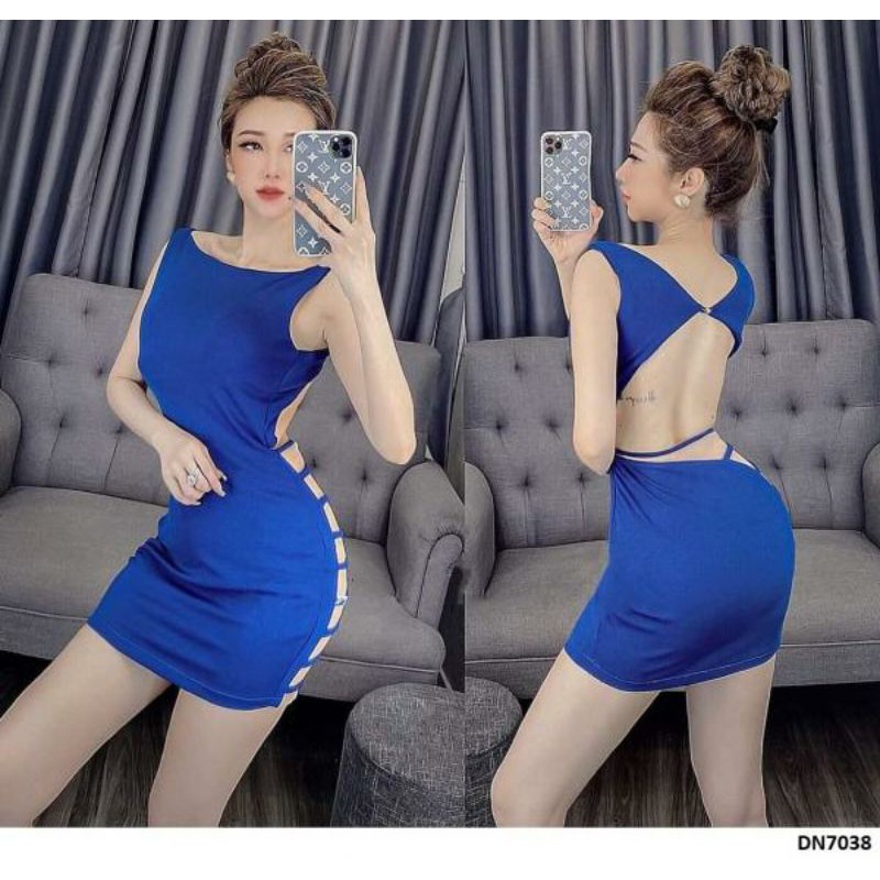đầm body hở lưng đan dây sexy