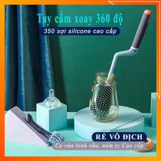 Cọ rửa bình sữa - dụng cụ rửa bình sữa sillicon Beedol cao cấp tay cầm xoay 360 độ - MeeBaby