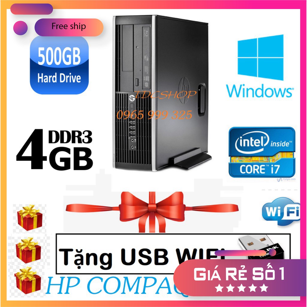 [THANH LÝ XẢ LỖ]  Case máy tính để bàn HP compaq 8200 Intel core i7 2600, ram 4gb, ổ cứng 500gb. Bảo hành 2 năm