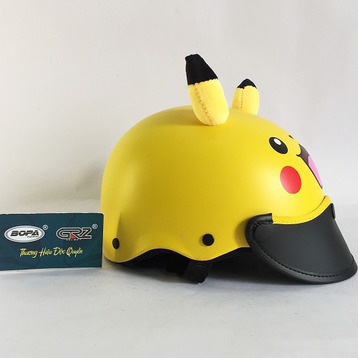 Nón bảo hiểm cho bé hình thú pikachu sơn vàng - BOPA GRZ