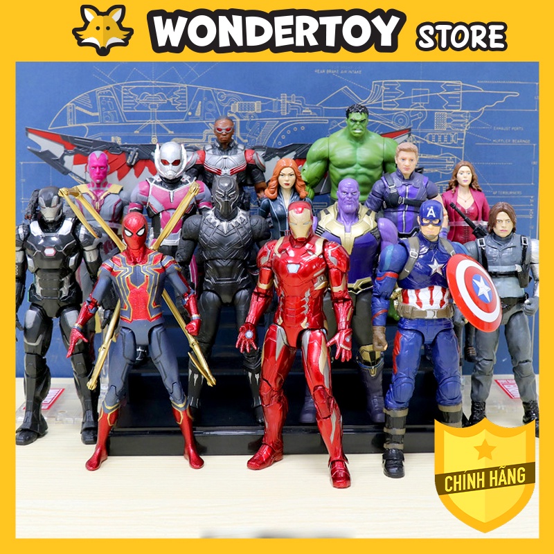 Mô hình ZD Toys Avengers Civil War Iron Man, Spider Man, Captain, Black Panther, Falcon, Bucky, War Machine size 17cm