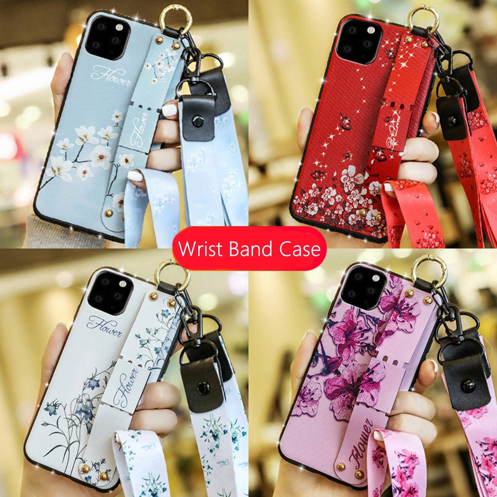 Ốp điện thoại silicon mềm gắn dây đeo cổ tay và dây treo cho iPhone 12 Pro Max 12 Mini 11 Pro Max XS Max XR X 7 8 Plus Luxury Soft Silicone Wrist Strap Phone Case With Free Lanyard