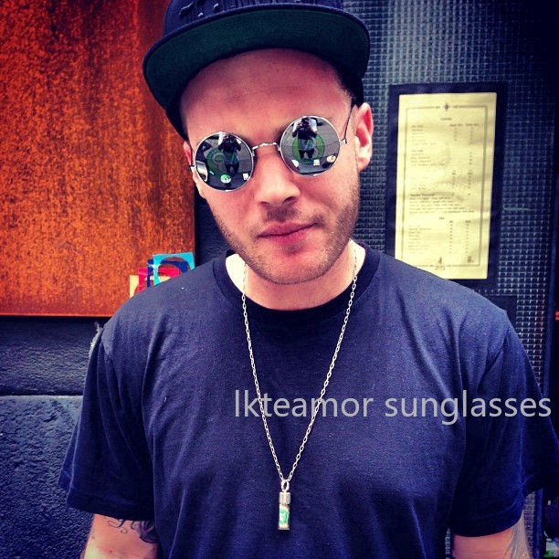 Kính mát tròn gọng kim loại vàng kiểu vintage cho cả nam và nữ