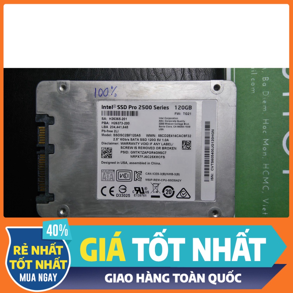 SIÊU BÃO ĐỔ BỘ Ổ cứng SSD Intel 120Gb 2500 PRO, hàng tháo lắp máy chính hãng, Bảo hành 3 năm SIÊU BÃO ĐỔ BỘ