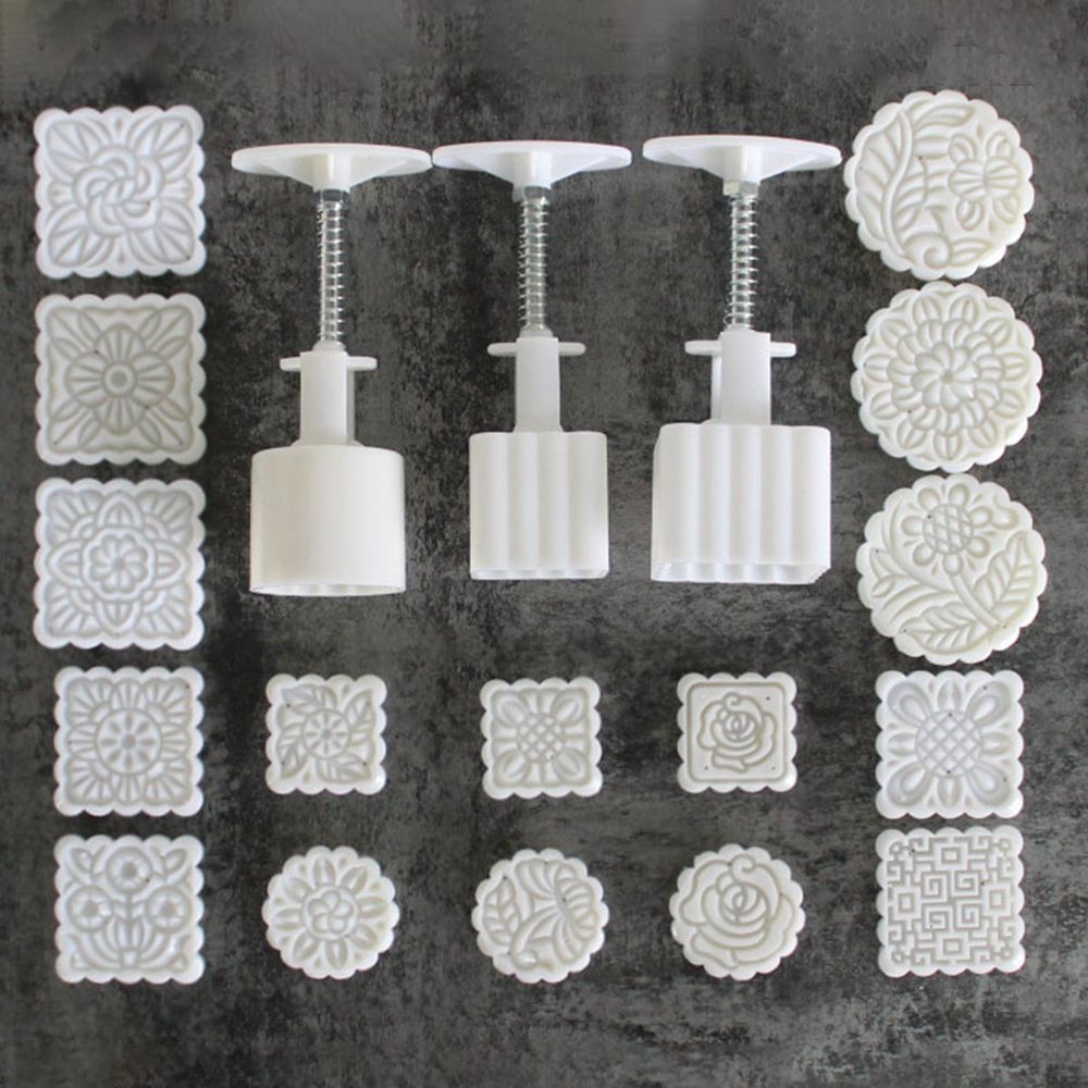 Set 6 Khuôn Nhấn Tạo Hình Bánh Trung Thu 3d Bằng Nhựa