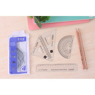 Bộ thước kẻ 4 món, thước kẻ toán học