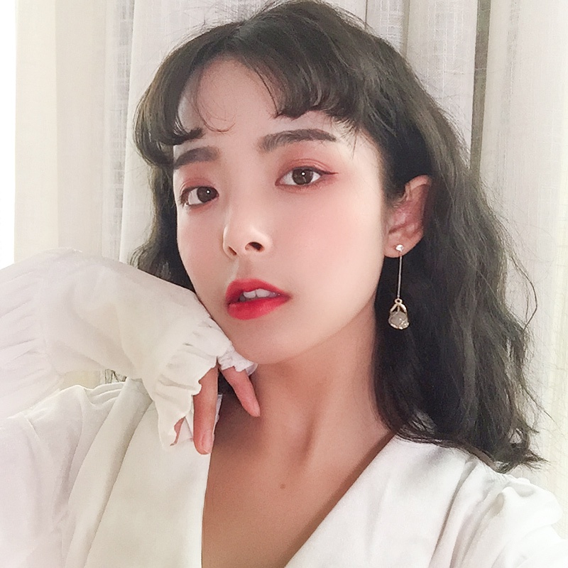 Đôi khuyên tai dáng dài đính đá mắt mèo mẫu 2023 phong cách Hàn Quốc thời trang dành cho nữ