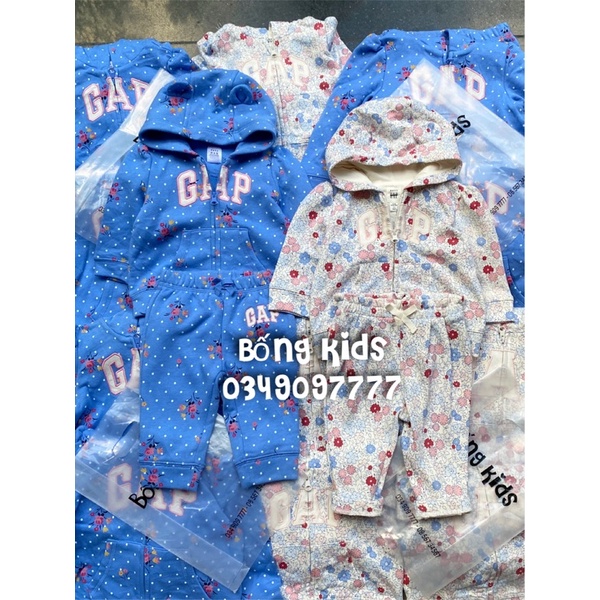 Bộ Nỉ Hoodie Kéo Khoá Bé Gái Tai Gấu G