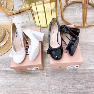 Giày cao gót Miu Miu mũi tròn cao 9p