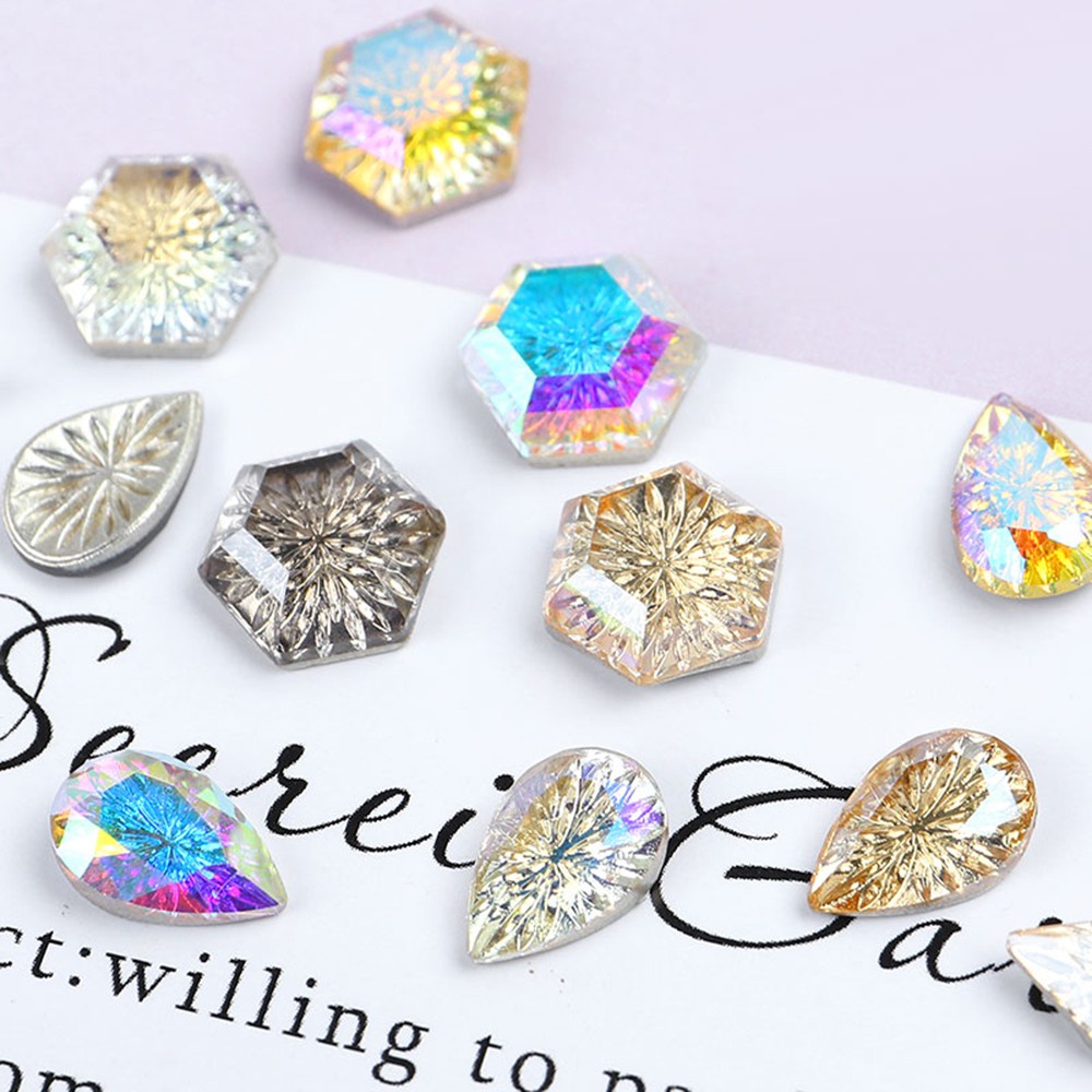 (Hàng Mới Về) Phụ Kiện Trang Trí Móng Tay Nghệ Thuật Họa Tiết Hình Học / Trái Tim / Giọt Nước 3D Diy Mihan1