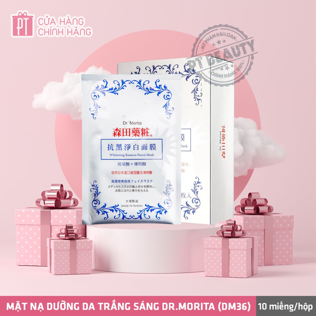 [Date T8/2022] DM36 ☆ Hộp 10 miếng mặt nạ Dr.Morita dưỡng trắng da Whitening Essence Đài Loan